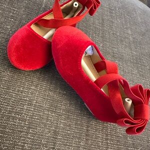 Red Velvet Kids Shoes with Bow size 5